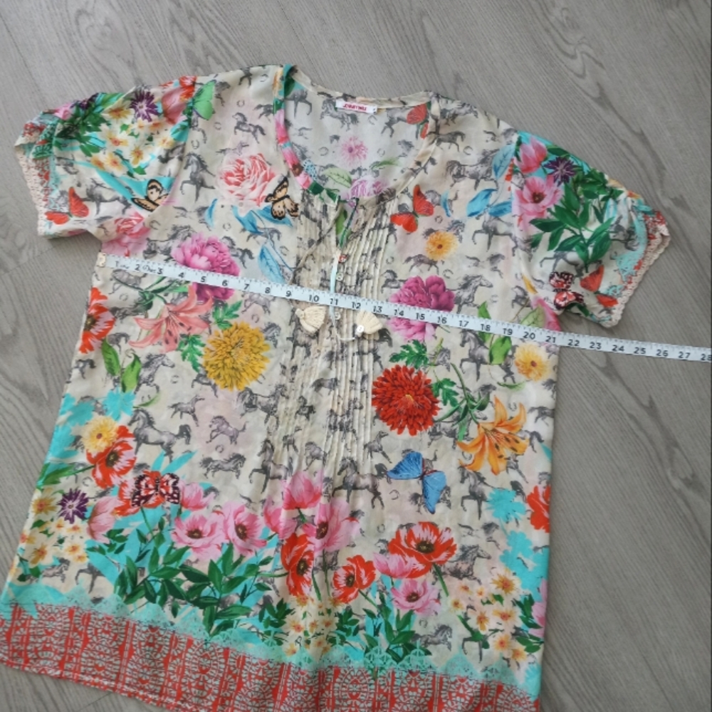 Johnny Was Lace Garden Mai Silk Tunic S - Picture 13 of 16